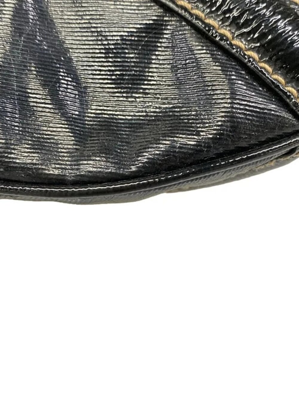 GUCCI Britt 162886 Black Coated Canvas Patent Leather Tote Bag - Picture 6 of 14
